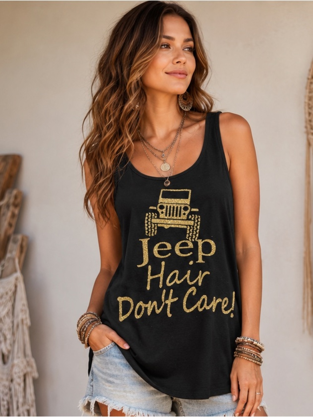 Black Jeep “Hair Don’t Care!” Tank Top – Size Large